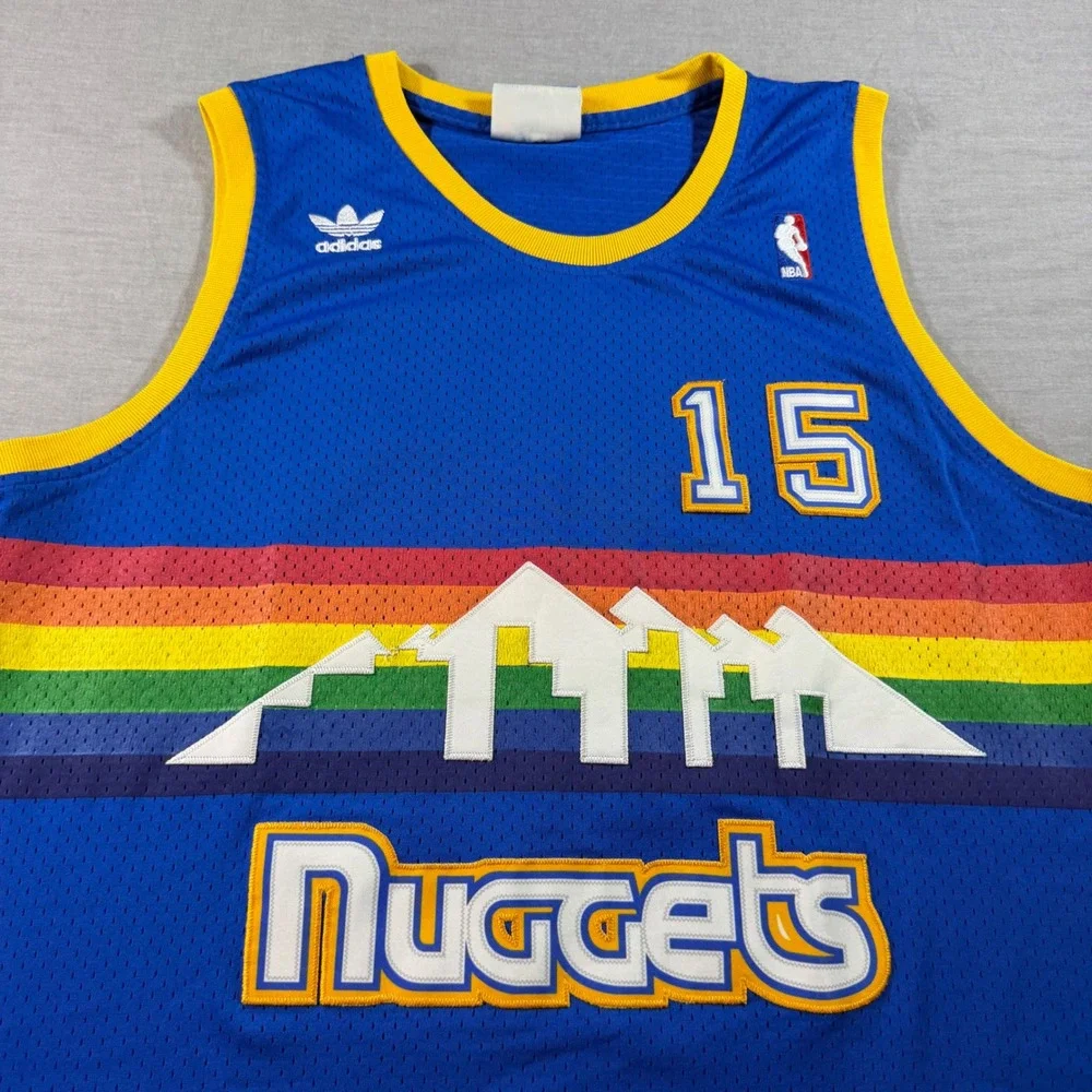 Adidas Denver Nuggets Jersey Mens L Blue Excellent Carmelo Anthony 15 Rainbow